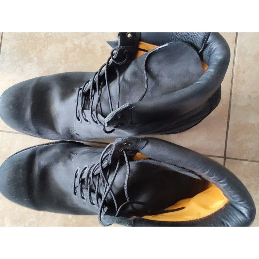 Men's Waterproof PrimaLoft 400 Timberland Black Genuine Leather Boots Size 18 M